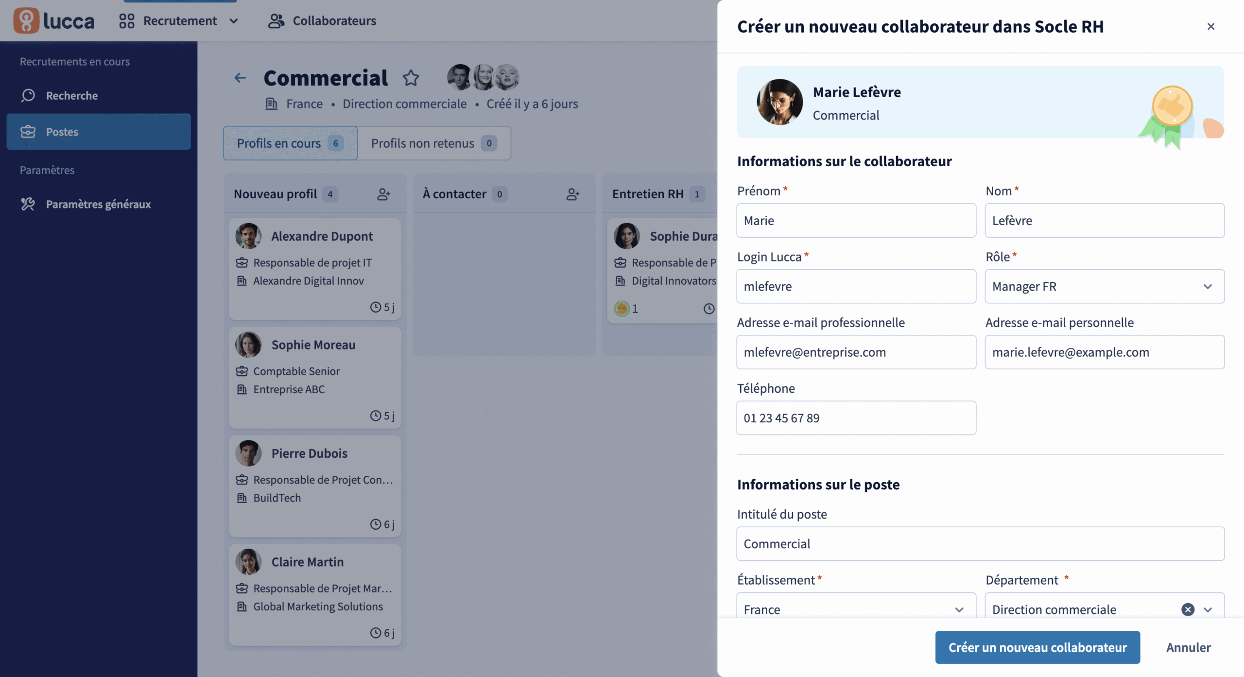 Création du dossier collaborateur
